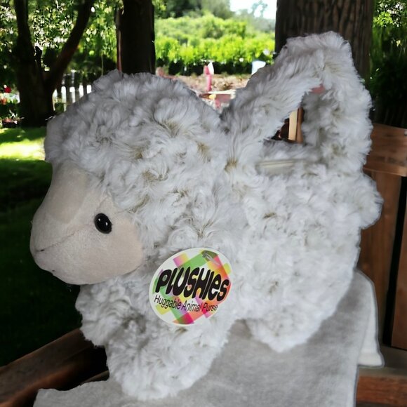 NWT PLUSHIES Huggable Animal Lamb Purse / Tote Zipper w Handle - Picture 1 of 8